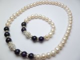 10mm White Pearl & 12mm Amethyst w/ Crystal Magnet Claps Set